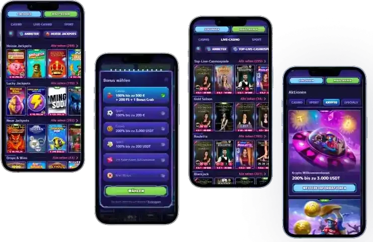 Alf Casino mobile Version auf Smartphone mit Slots, Live Casino und Bonus Aktionen