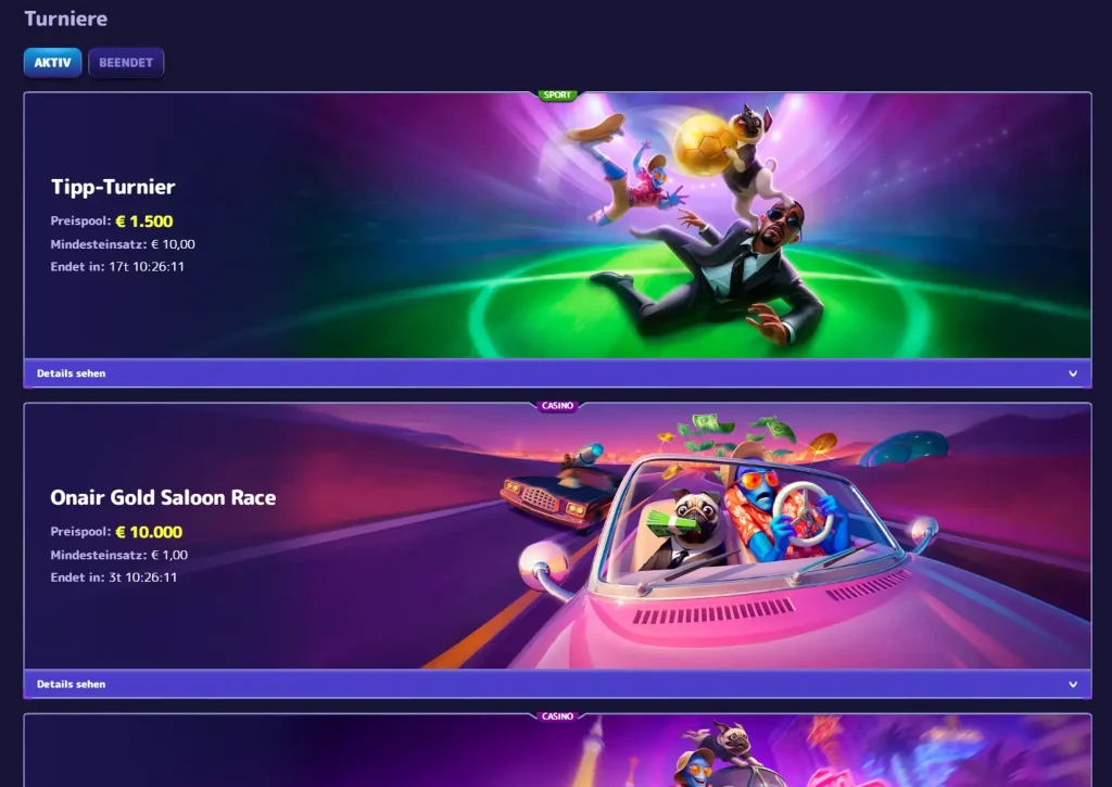 Alf Casino Turniere mit Preisgeldern und Casino Events für Spieler